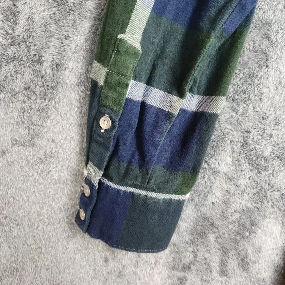 True Religion Shirt Dress Womens Large Green Plaid Flannel Button Down Tie Front - Picture 5 of 10